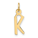 10k Yellow Gold Letter K Pendant, Polished Block Initial Charm for Women or Men