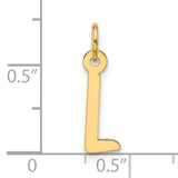10k Yellow Gold Letter L Pendant Charm, Polished Block Initial Jewelry for Women or Unisex Wear