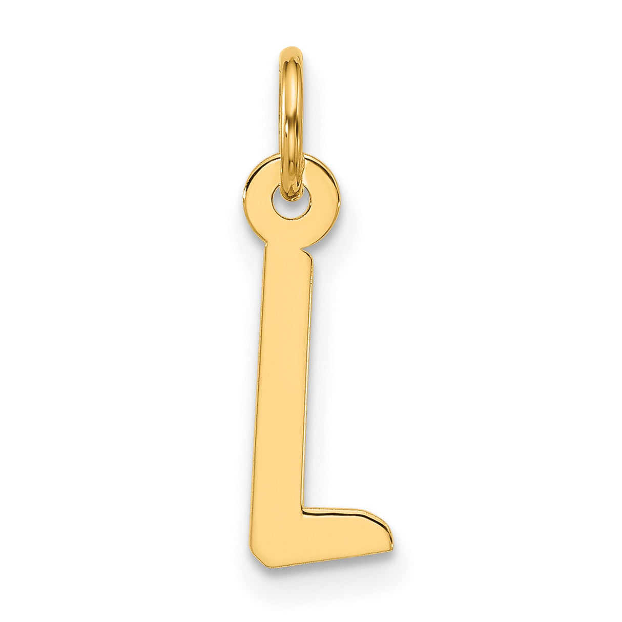 10k Yellow Gold Letter L Pendant Charm, Polished Block Initial Jewelry for Women or Unisex Wear