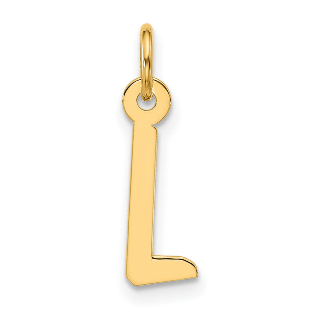 10k Yellow Gold Letter L Pendant Charm, Polished Block Initial Jewelry for Women or Unisex Wear