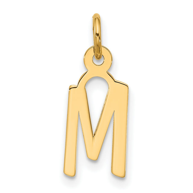 10k Yellow Gold Initial M Pendant Charm, Open Cut Block Letter Design for Women or Unisex Wear