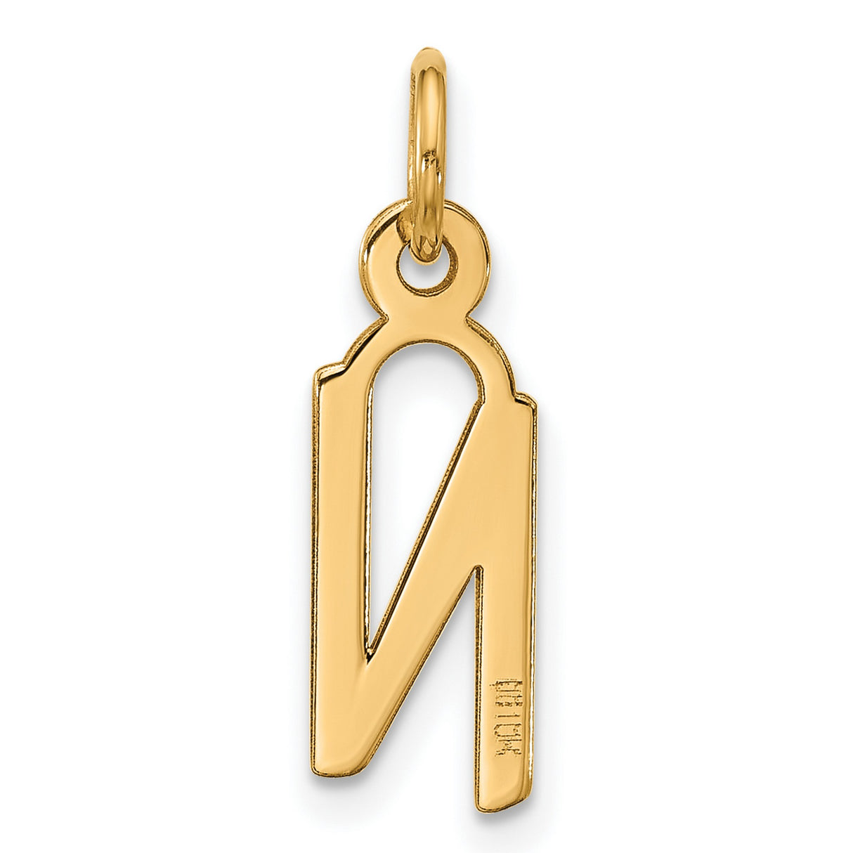 10k Yellow Gold Nun Arabic Letter Pendant, Christian Religious Symbol Charm