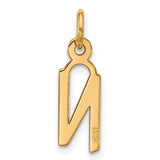 10k Yellow Gold Nun Arabic Letter Pendant, Christian Religious Symbol Charm