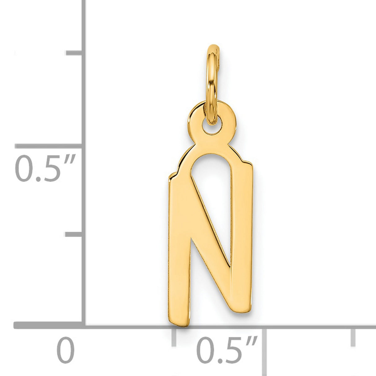 10k Yellow Gold Nun Arabic Letter Pendant, Christian Religious Symbol Charm