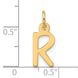 10k Yellow Gold Letter R Pendant, Polished Finish Alphabet Charm, Minimalist Jewelry for Women