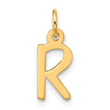 10k Yellow Gold Letter R Pendant, Polished Finish Alphabet Charm, Minimalist Jewelry for Women