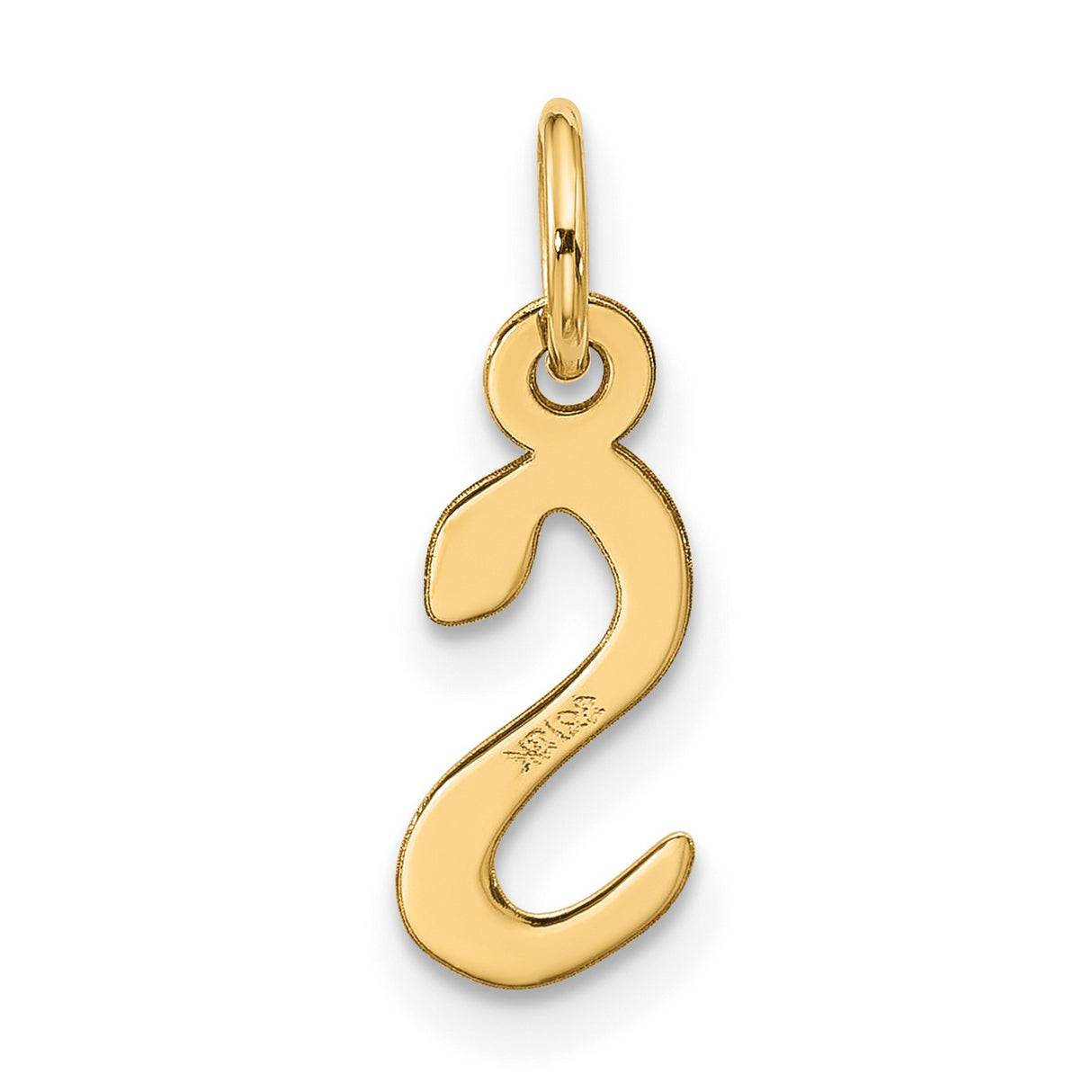 10k Yellow Gold Script Letter S Pendant Charm, Polished Initial Jewelry for Women or Unisex