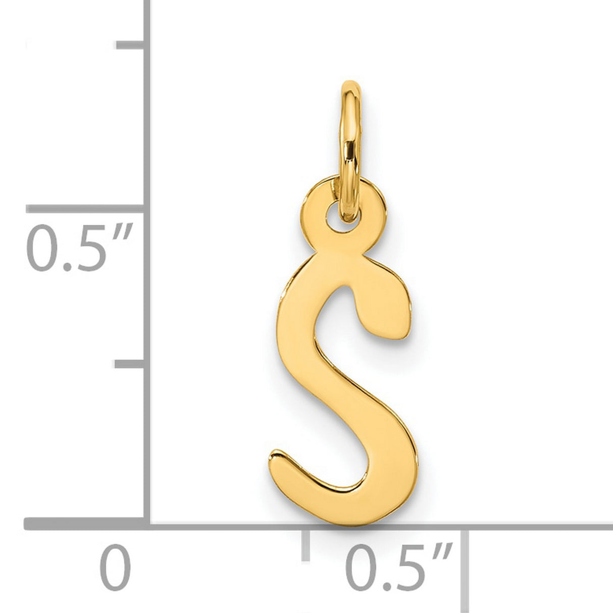 10k Yellow Gold Script Letter S Pendant Charm, Polished Initial Jewelry for Women or Unisex