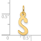 10k Yellow Gold Script Letter S Pendant Charm, Polished Initial Jewelry for Women or Unisex
