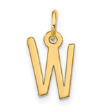 10k Yellow Gold Letter W Pendant, Polished Block Initial Charm, Minimalist Monogram Design