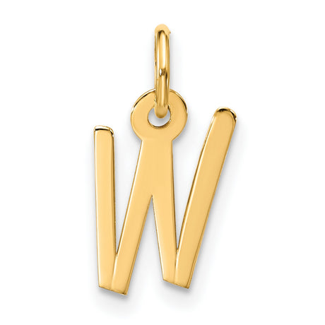 10k Yellow Gold Letter W Pendant, Polished Block Initial Charm, Minimalist Monogram Design