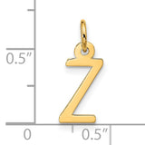 Large Slanted Block Initial Z Charm Pendant in Real 10k Yellow Gold