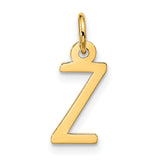 Large Slanted Block Initial Z Charm Pendant in Real 10k Yellow Gold