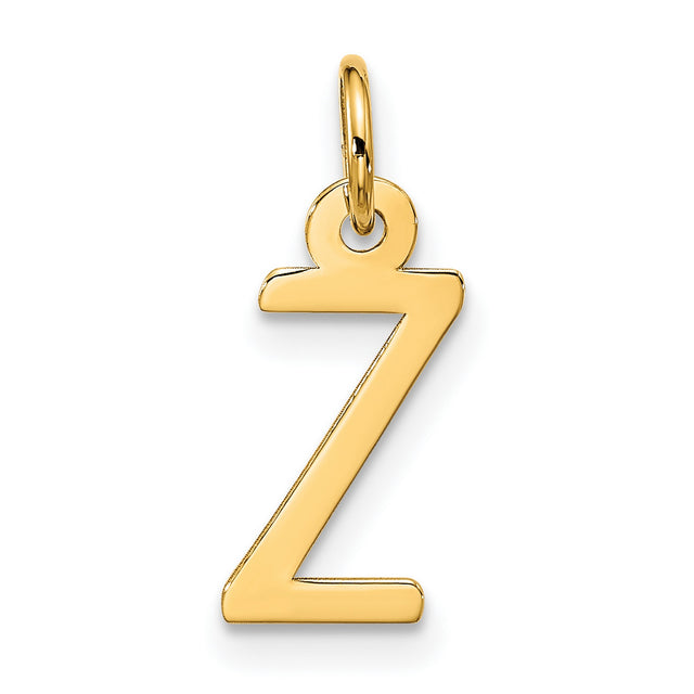 Large Slanted Block Initial Z Charm Pendant in Real 10k Yellow Gold