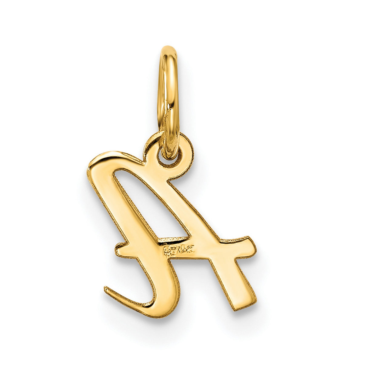 10k Yellow Gold Script Initial A Pendant, Cursive Letter Charm for Women or Unisex Wear