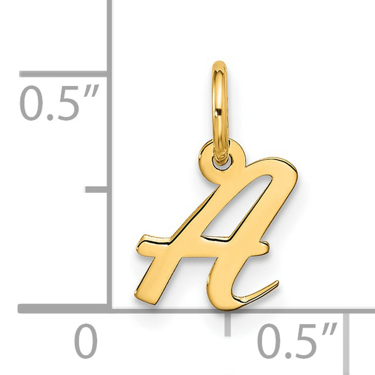 10k Yellow Gold Script Initial A Pendant, Cursive Letter Charm for Women or Unisex Wear