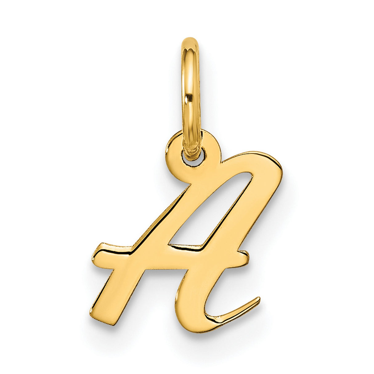 10k Yellow Gold Script Initial A Pendant, Cursive Letter Charm for Women or Unisex Wear
