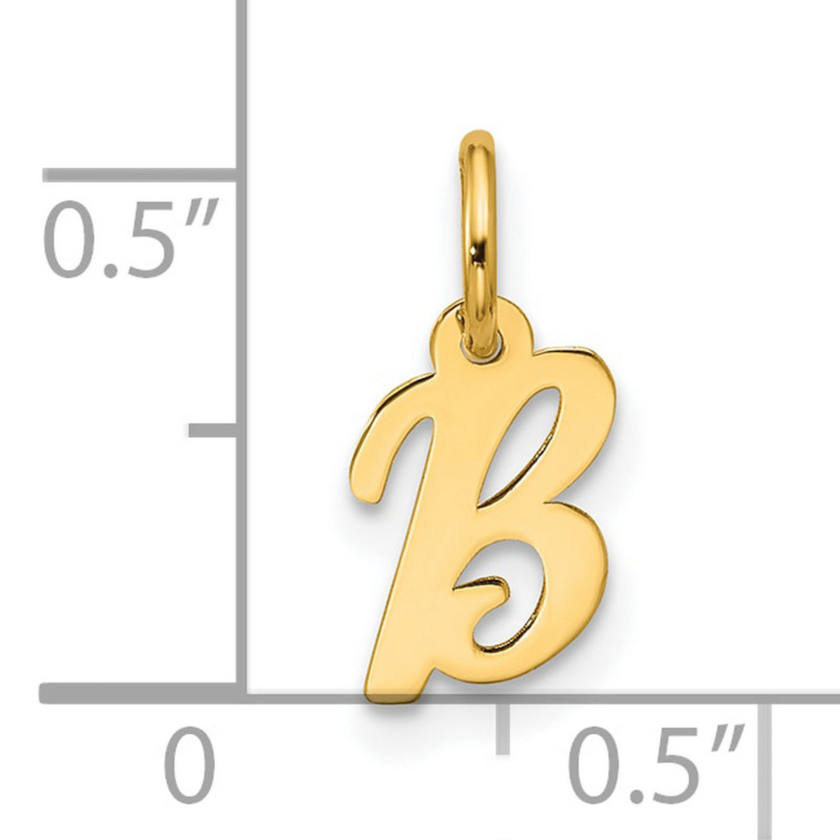 10k Yellow Gold Initial B Pendant, Script Letter Charm for Women, Lightweight Monogram Jewelry