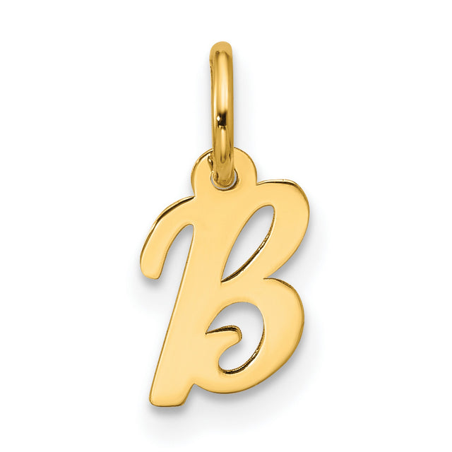 10k Yellow Gold Initial B Pendant, Script Letter Charm for Women, Lightweight Monogram Jewelry