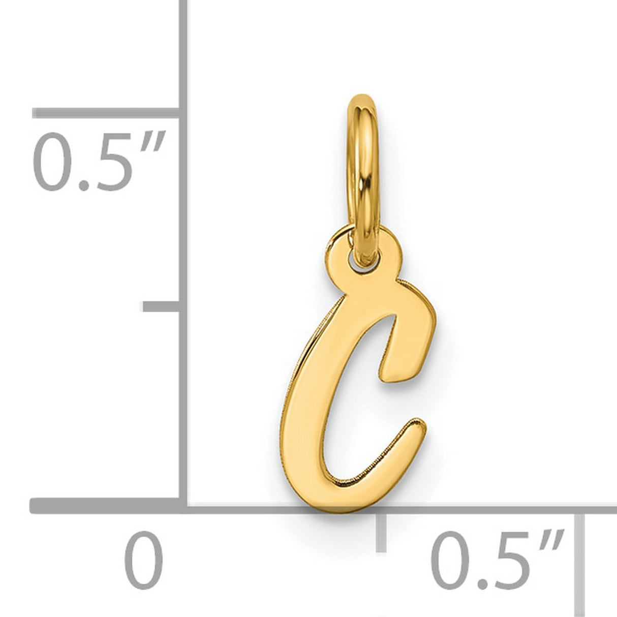 10k Yellow Gold Script Letter C Pendant Charm, Lowercase Initial Monogram Design for Women