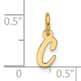 10k Yellow Gold Script Letter C Pendant Charm, Lowercase Initial Monogram Design for Women