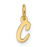 10k Yellow Gold Script Letter C Pendant Charm, Lowercase Initial Monogram Design for Women