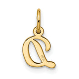10k Yellow Gold Script D Pendant, Polished Cursive Letter Charm for Women