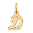 10k Yellow Gold Script D Pendant, Polished Cursive Letter Charm for Women