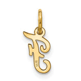 10k Yellow Gold Pendant, Script Initial F, Cursive Letter Charm for Women