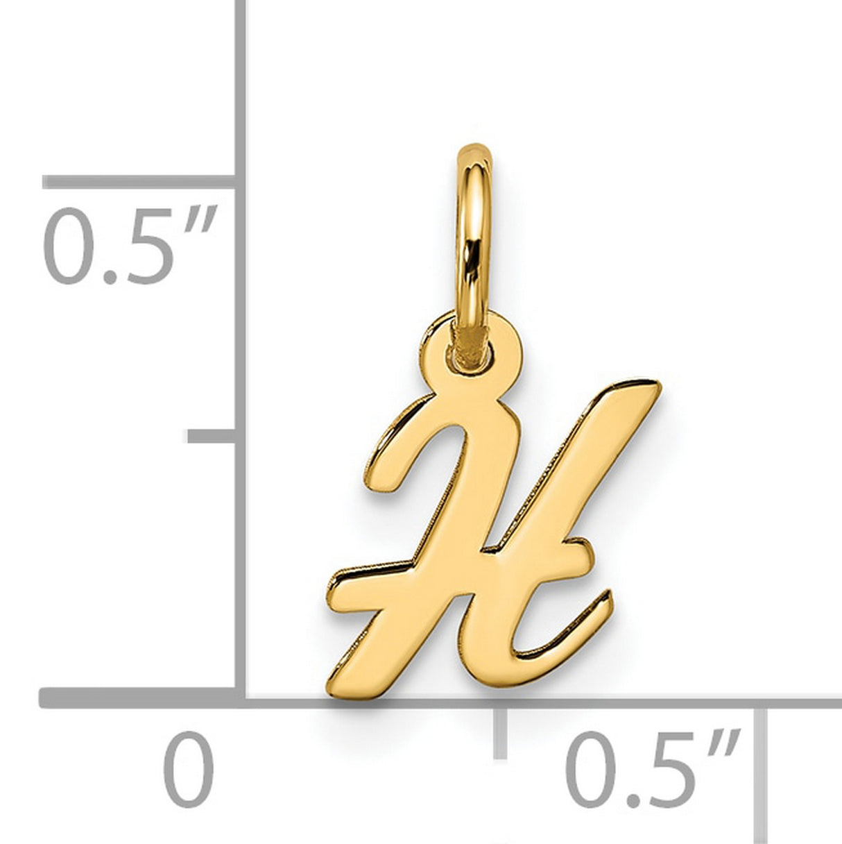 10k Yellow Gold Initial H Pendant, Polished Script Letter Charm for Women and Unisex
