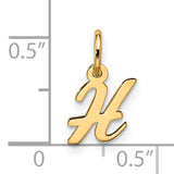 10k Yellow Gold Initial H Pendant, Polished Script Letter Charm for Women and Unisex