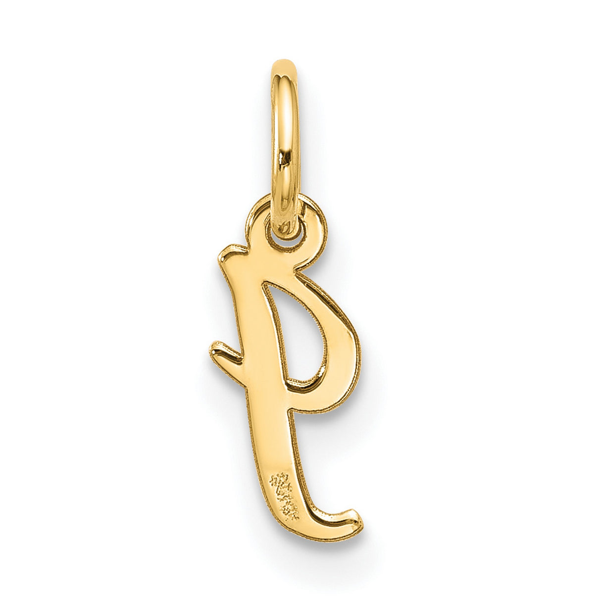 10k Yellow Gold Letter J Pendant Charm, Polished Script Initial for Women or Unisex Wear
