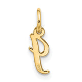 10k Yellow Gold Letter J Pendant Charm, Polished Script Initial for Women or Unisex Wear