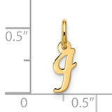 10k Yellow Gold Letter J Pendant Charm, Polished Script Initial for Women or Unisex Wear