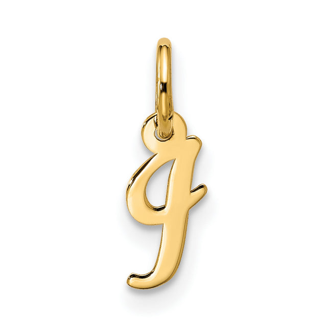 10k Yellow Gold Letter J Pendant Charm, Polished Script Initial for Women or Unisex Wear