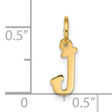 10k Yellow Gold Letter J Pendant, Polished Serif Initial Charm for Necklace or Bracelet