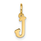 10k Yellow Gold Letter J Pendant, Polished Serif Initial Charm for Necklace or Bracelet