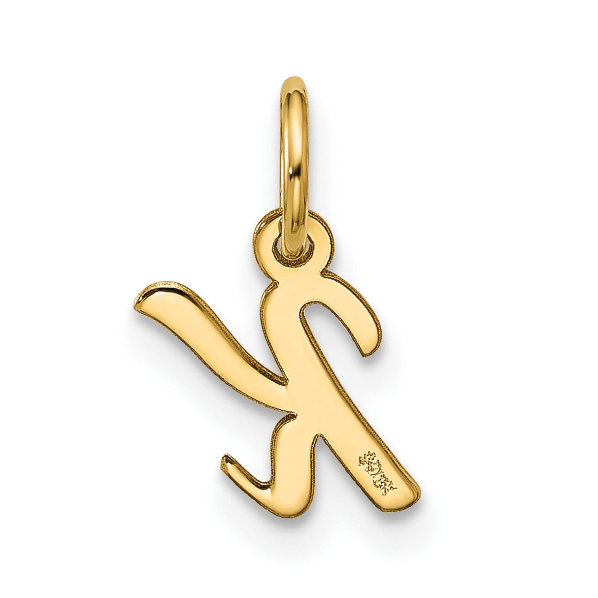 10k Yellow Gold Script Letter K Pendant Charm, Polished Cursive Initial Jewelry for Women or Unisex