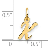 10k Yellow Gold Script Letter K Pendant Charm, Polished Cursive Initial Jewelry for Women or Unisex