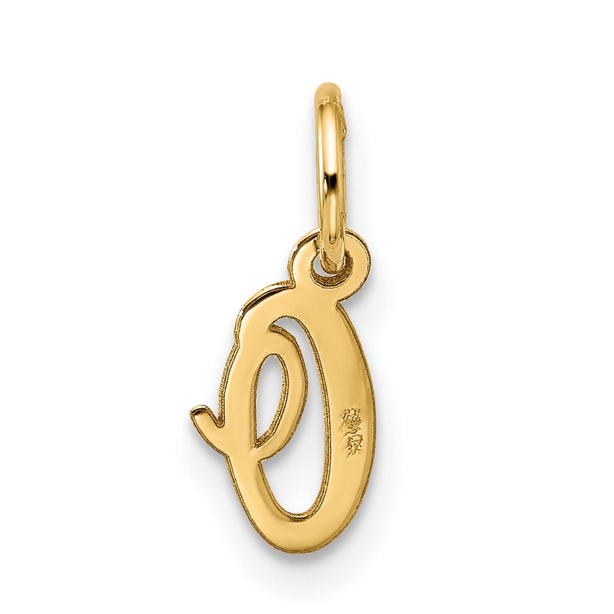 Small Script Initial O Charm Pendant in Real 10k Yellow Gold