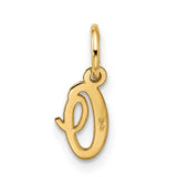 Small Script Initial O Charm Pendant in Real 10k Yellow Gold