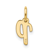10k Yellow Gold Pendant, Lowercase Script Letter P, Polished Initial Charm for Women
