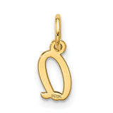 10k Yellow Gold Initial Q Pendant, Script Letter Charm, Polished Monogram Jewelry for Women