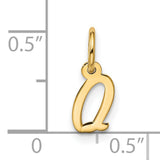 10k Yellow Gold Initial Q Pendant, Script Letter Charm, Polished Monogram Jewelry for Women
