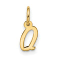 10k Yellow Gold Initial Q Pendant, Script Letter Charm, Polished Monogram Jewelry for Women