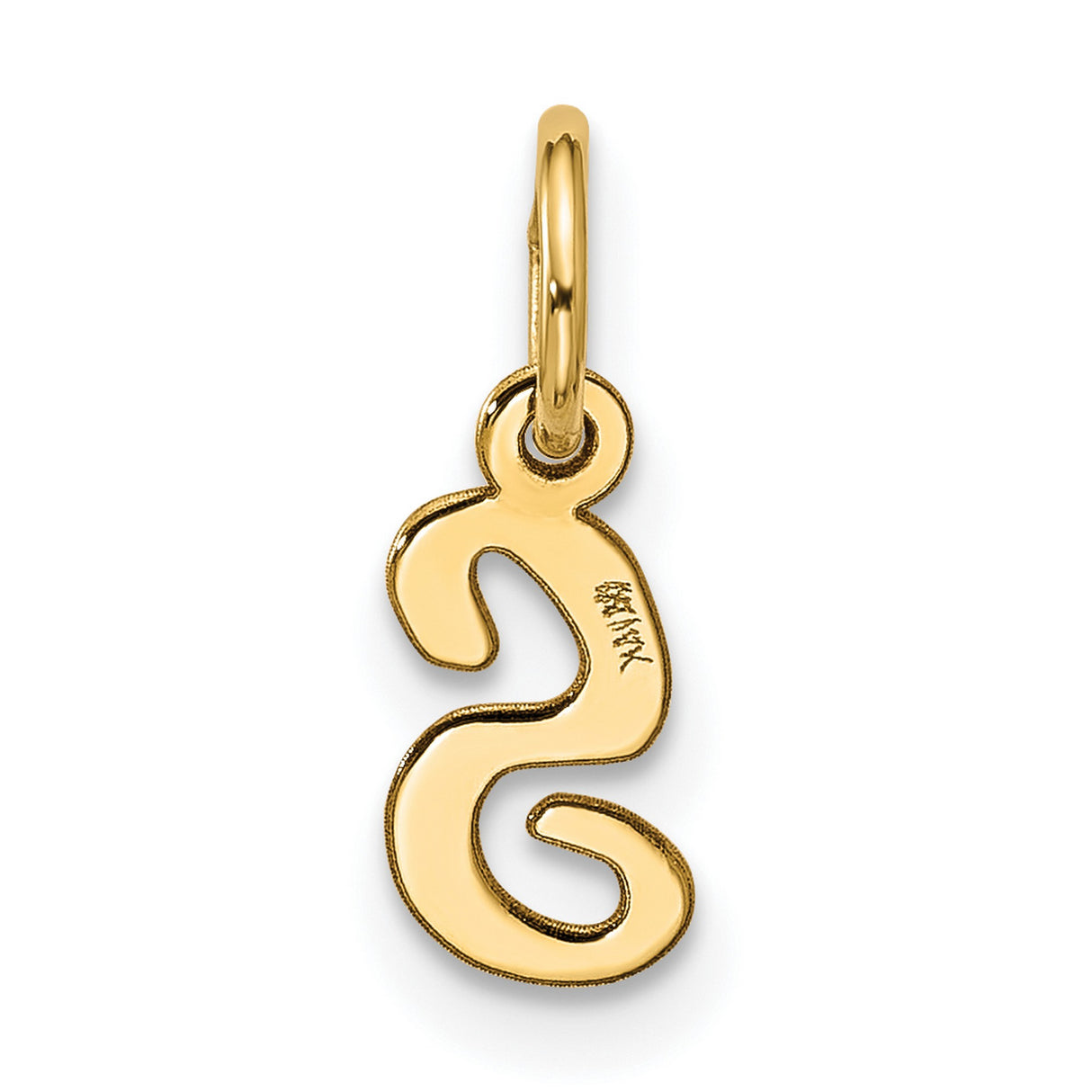 10k Yellow Gold Initial S Pendant, Script Letter Charm for Women