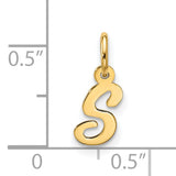 10k Yellow Gold Initial S Pendant, Script Letter Charm for Women