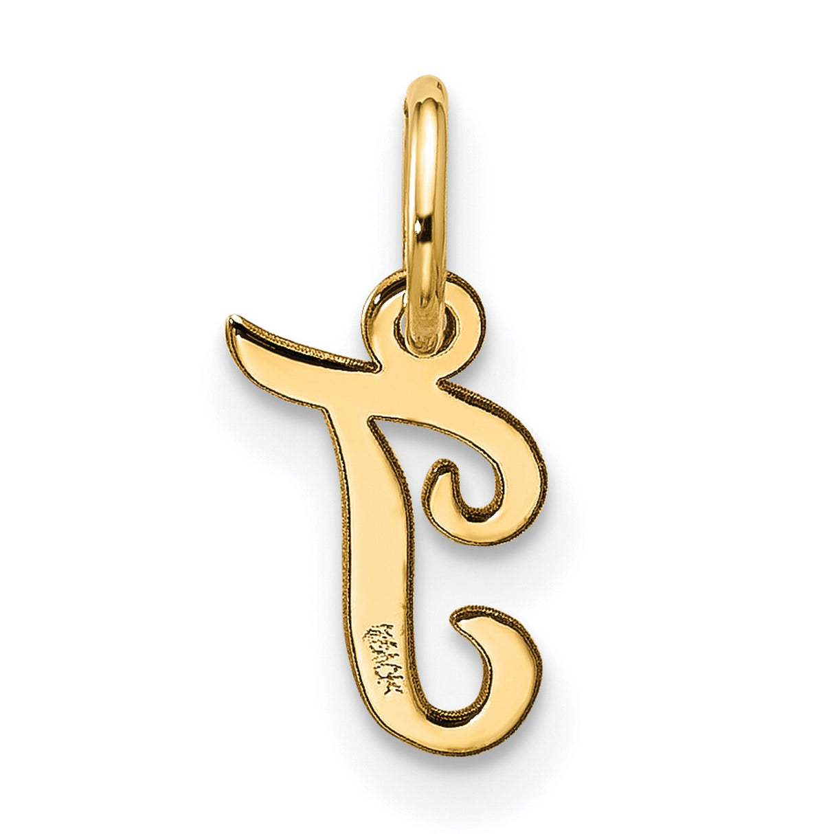 10k Yellow Gold Letter J Pendant, Script Initial Charm for Women, Polished Monogram Jewelry