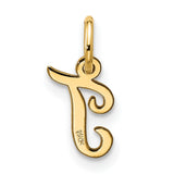 10k Yellow Gold Letter J Pendant, Script Initial Charm for Women, Polished Monogram Jewelry