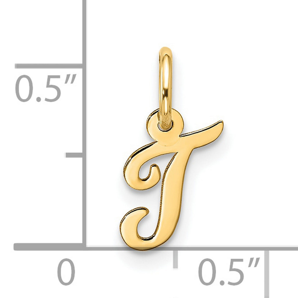 10k Yellow Gold Letter J Pendant, Script Initial Charm for Women, Polished Monogram Jewelry
